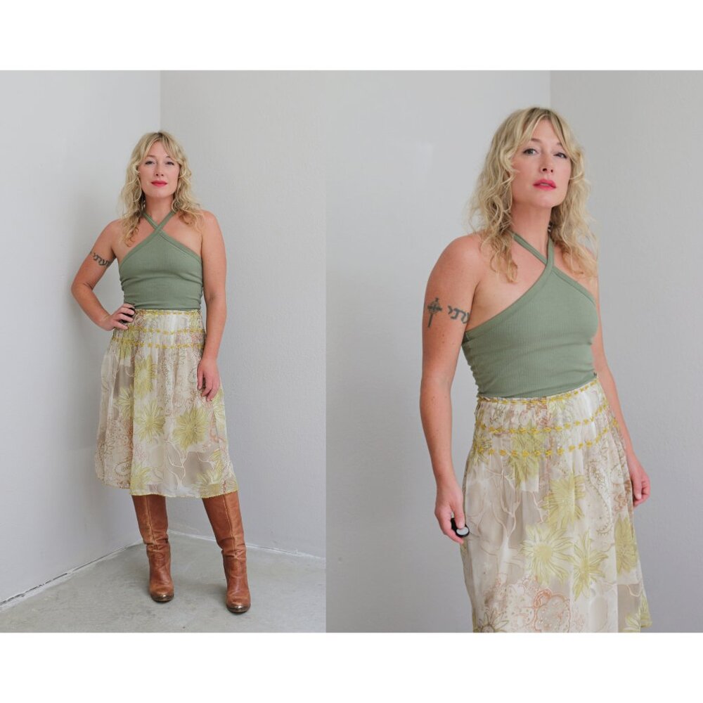 Think Tank Chiffon Pure Silk Grunge Fairy Skirt ~ Women's Small to Medium 4 6 8